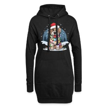 Wheaten Terrier à poil doux Noël lumières de Noël - Sweat-shirt à capuche long Femme - noir - Devant