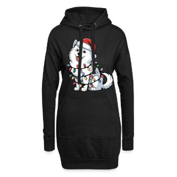 Samoyed Christmas Lights Xmas Dogs Gifts - Hoodie-Kleid - Schwarz - Vorne