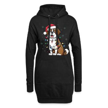Saint Bernard Christmas Lights Xmas Dogs Gifts - Hoodie-Kleid - Schwarz - Vorne