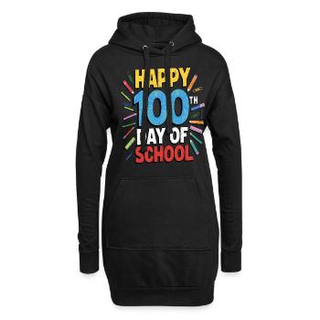 Joyeux 100e jour d’école Coloré Enfants Filles Garçons - Sweat-shirt à capuche long Femme - noir - Devant