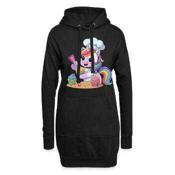 Mignon Licorne Boulanger Arc-en-ciel Cuisson Cupcake Cadeaux - Sweat-shirt à capuche long Femme - noir - Devant