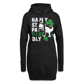 Happy St. Pat T-Rex Day Dinosaure T-Rex Trèfles - Sweat-shirt à capuche long Femme - noir - Devant