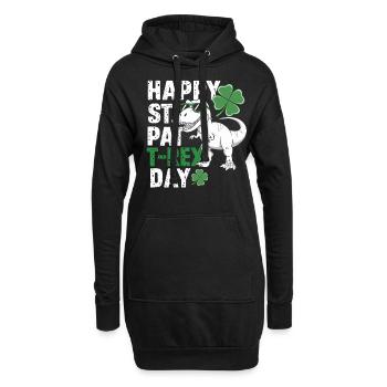 Happy St. Pat T-Rex Day Dinosaure T-Rex Trèfles - Sweat-shirt à capuche long Femme - noir - Devant