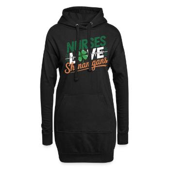 Nurses Heartbeat Love Shenanigans St. Patrick's - Hoodie-Kleid - Schwarz - Vorne