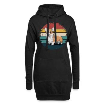 Rétro Corgi Vintage Dog Lover Cadeaux pour Hommes Femmes - Sweat-shirt à capuche long Femme - noir - Devant