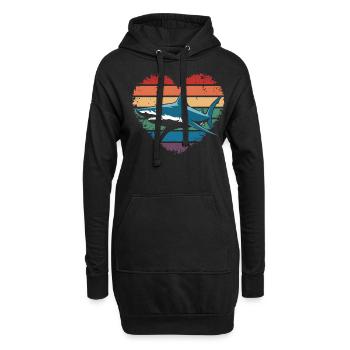 Rétro Vintage Hammerhead Shark Ocean Divers Cadeaux - Sweat-shirt à capuche long Femme - noir - Devant