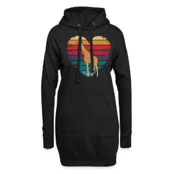Rétro Vintage Girafe Animal Faune Nature Cadeaux - Sweat-shirt à capuche long Femme - noir - Devant