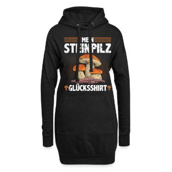 Pilze Sammeln - Hoodie-Kleid - Schwarz - Vorne