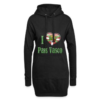 Pays Basque | J'aime País Vasco 2 - Sweat-shirt à capuche long Femme - noir - Devant