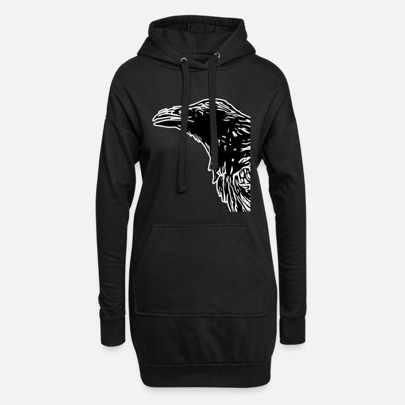 Krähen - Hoodie-Kleid - Schwarz