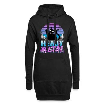 Death Metal Katze Retrowave Heavy Metal Synthwave - Hoodie-Kleid - Schwarz - Vorne