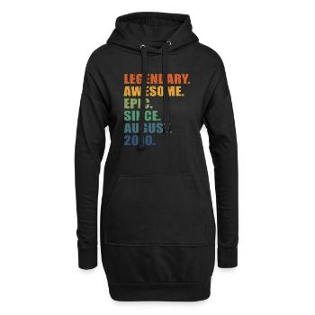 13. Geburtstag, August 2010, 13-jähriges Jubiläum - Hoodie-Kleid - Schwarz - Vorne
