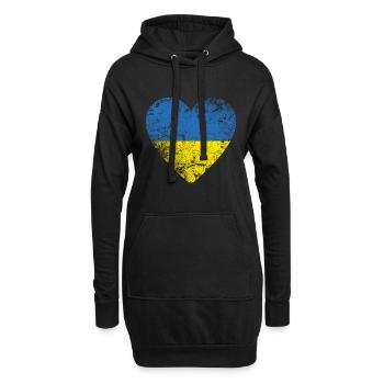 Ukraine, Ukraine Flag Heart, Distressed Style - Sweat-shirt à capuche long Femme - noir - Devant