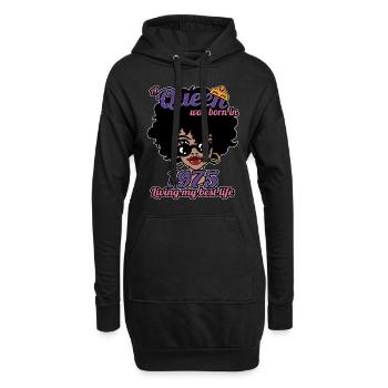 Une reine est née en 1975 - anniversaire de 47 ans - Sweat-shirt à capuche long Femme - noir - Devant