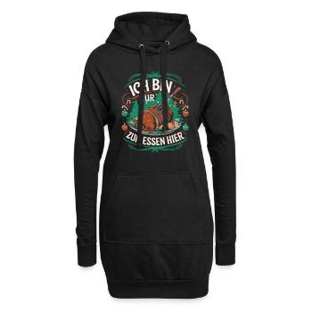 Nur zum Essen hier – Lustiges Weihnachtsdesign - Hoodie-Kleid - Schwarz - Vorne