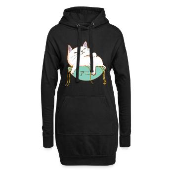 Anime chat ramen plein - Sweat-shirt à capuche long Femme - noir - Devant
