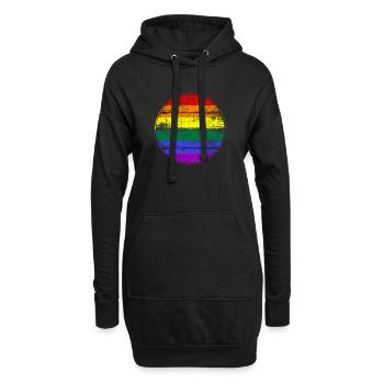 Drapeau arc-en-ciel LGBT - Sweat-shirt à capuche long Femme - noir - Devant