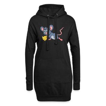 Maus mit Käse - Hoodie-Kleid - Schwarz - Vorne