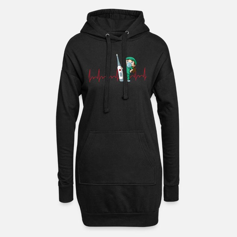 Infirmière infirmière ECG - Sweat-shirt à capuche long Femme - noir