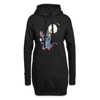 Souris avec pissenlit - Sweat-shirt à capuche long Femme - noir - Devant