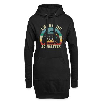 Level Up zur Großen Schwester Geburt Schwanger - Hoodie-Kleid - Schwarz - Vorne