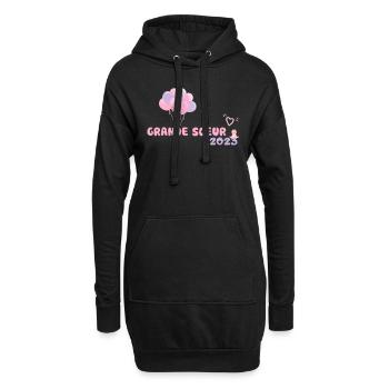 Grande Soeur 2023 Idée Cadeau Annonce Grossesse - Sweat-shirt à capuche long Femme - noir - Devant