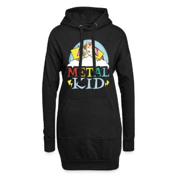 Guitare Metal Kid Musique Rock Dab Licorne Kawaii - Sweat-shirt à capuche long Femme - noir - Devant