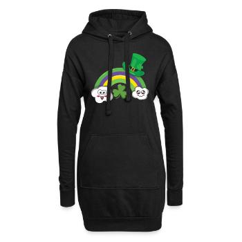Kawaii Wolken Regenbogen Happy Saint Patrick Day - Hoodie-Kleid - Schwarz - Vorne
