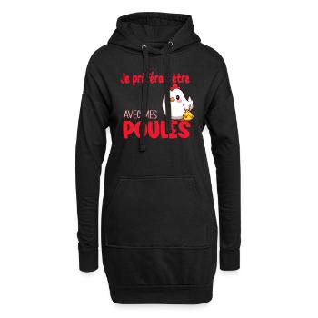 Je Préférais Être Avec Mes Poules Humour Jardinage - Sweat-shirt à capuche long Femme - noir - Devant