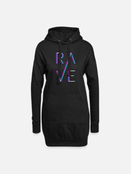 Techno Rave Festival Electro Musik Raver - Hoodie-Kleid - Schwarz
