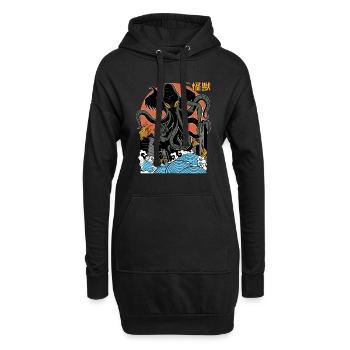 Coucher de soleil géant Cthulhu japonais - Sweat-shirt à capuche long Femme - noir - Devant