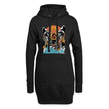 Coucher de soleil géant Moth Japonais - Sweat-shirt à capuche long Femme - noir - Devant