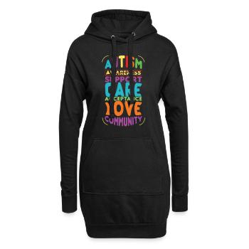 Akzeptanz Liebe buntes Puzzle Autismus Bewusstsein - Hoodie-Kleid - Schwarz - Vorne