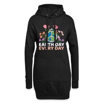 Journée des océans Amour Paix Tous les jours Jour de la Terre - Sweat-shirt à capuche long Femme - noir - Devant