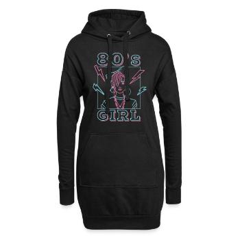 80s Girl Retro Karneval 80er Mottoparty Geschenk - Hoodie-Kleid - Schwarz - Vorne