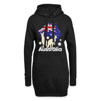 Australien-Flagge Australien-Tag Australisches Känguru - Hoodie-Kleid - Schwarz - Vorne