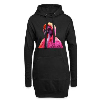 Flamingo mit Sonnenbrille Bunt Coole Flamingos - Hoodie-Kleid - Schwarz - Vorne