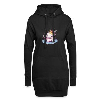 Süßer Anime -Stil Axolotl Kawaii - Hoodie-Kleid - Schwarz - Vorne