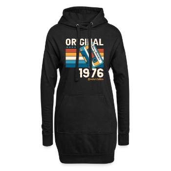 47e anniversaire Cassette décembre Vintage 1976 - Sweat-shirt à capuche long Femme - noir - Devant