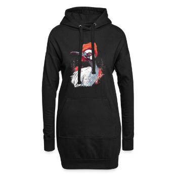 Mignon Anime Style rouge couronné grue Kawaii - Sweat-shirt à capuche long Femme - noir - Devant