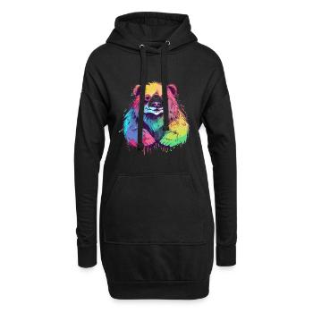 Süßer Anime -Stil Faultier Bär Kawaii - Hoodie-Kleid - Schwarz - Vorne