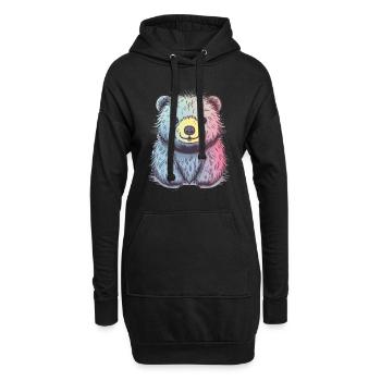 Süßer Anime -Stil Faultier Bär Kawaii - Hoodie-Kleid - Schwarz - Vorne