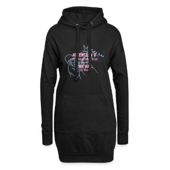 Attention Accro Cheval Idée Cadeau Pour Cavalière - Sweat-shirt à capuche long Femme - noir - Devant