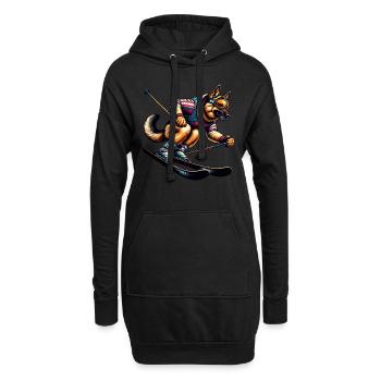 Schäferhund Ski Winterabenteuer - Hoodie-Kleid - Schwarz - Vorne