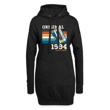 30e anniversaire mari février Vintage 1994 Cassette - Sweat-shirt à capuche long Femme - noir - Devant