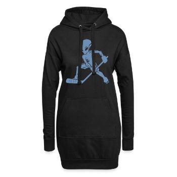 Alien Eishockeyspieler Silhouette Minimalistisches - Hoodie-Kleid - Schwarz - Vorne