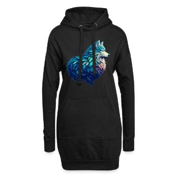 Loup debout majestueux dans un - Sweat-shirt à capuche long Femme - noir - Devant