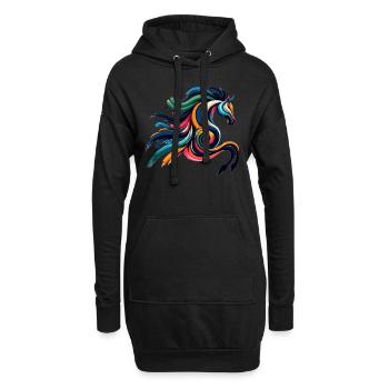 Cheval abstrait cheval - Sweat-shirt à capuche long Femme - noir - Devant