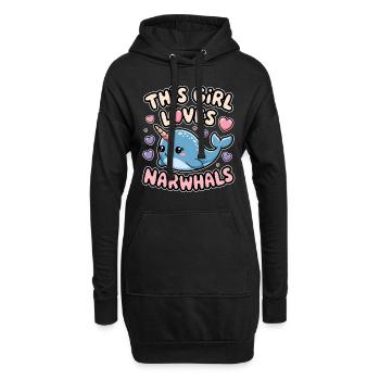 Narwal Spruch Narwale Lustiges Narwal Geschenk - Hoodie-Kleid - Schwarz - Vorne