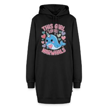 Narwal Spruch Narwale Lustiges Narwal Geschenk - Hoodie-Kleid - Schwarz - Vorne